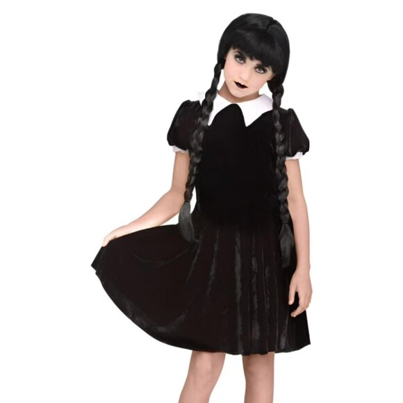 NEW Fun World Gothic Wednesday Addams Dress Girl's Halloween Costume Size Small - Picture 1 of 10